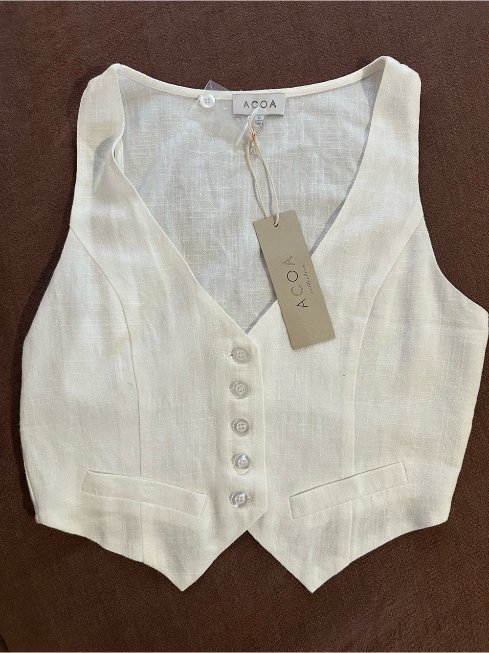 ACOA White linen vest